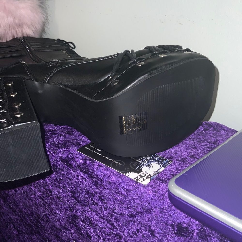 Demonia Charade-206 Knee High Buckle Boots - Picture 2 of 4